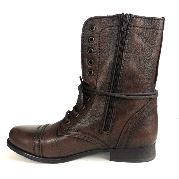 Steve Madden Brown Leather Troopa Combat Boots Sz 8.5 - Picture 6 of 8